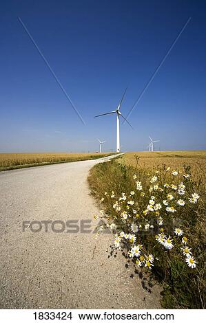 Humberside, England; Road to wind turbines View Large Photo Image Picture - Humberside, England; Road to wind turbines. Fotosearch
