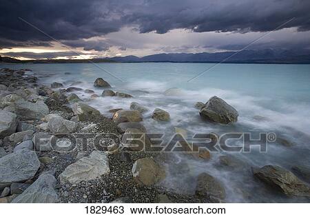 Stock Image - Lake Pukaki, Southern Alps, New Zealand. Fotosearch