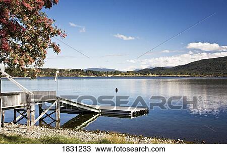 Stock Image - Lake Te Anau, New Zealand. Fotosearch