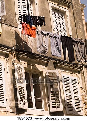 Laundry on the line, Corfu, Greece View Large Photo Image Stock Image - Laundry on the line, Corfu, Greece . Fotosearch