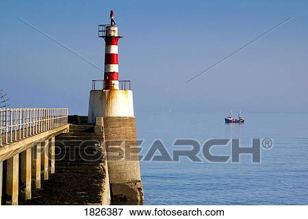Lighthouse, Amble, Northumberland, England View Large Photo Image Stock Photo - Lighthouse, Amble, Northumberland, England. Fotosearch
