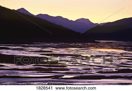Stock Image - Medicine Lake at dusk, Jasper National Park, Alberta, Canada. Fotosearch
