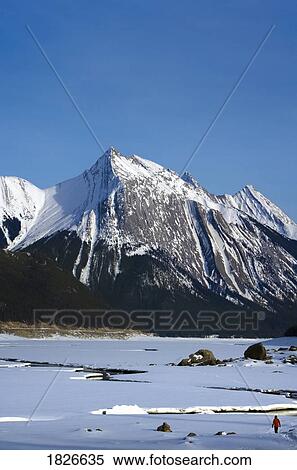 Stock Photography - Medicine lake, Maligne range, Jasper National Park, Alberta, Canada. Fotosearch