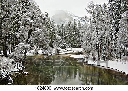 Stock Photograph - Merced river in the winter, Yosemite National Park, California, USA. Fotosearch