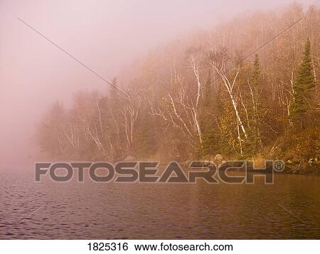 Stock Photograph - Misty lake. Fotosearch
