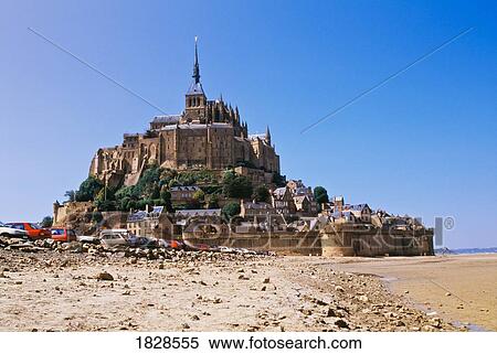 Mont Saint Michel Monastery on Normandy Coast, France View Large Photo Image Stock Photography - Mont Saint Michel Monastery on Normandy Coast, France. Fotosearch