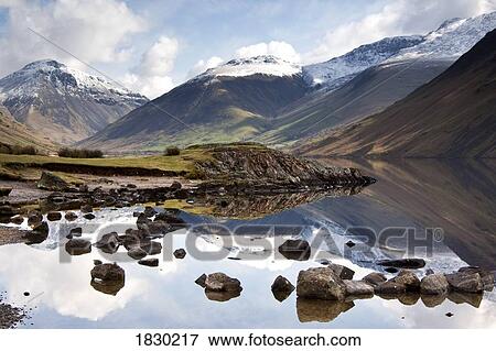 Stock Photo - Mountains and lake at Lake District, Cumbria, England. Fotosearch