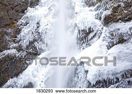 Multnomah Falls in winter, Columbia River Gorge, Oregon, USA View Large Photo Image Stock Image - Multnomah Falls in winter, Columbia River Gorge, Oregon, USA. Fotosearch