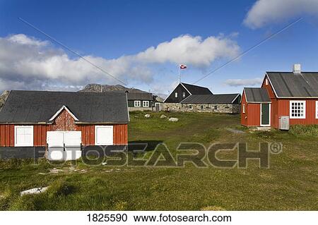 Stock Image - Museum in Nanortalik Port, Island of Qoornoq, Province of Kitaa, Southern Greenland, Kingdom of Denmark . Fotosearch