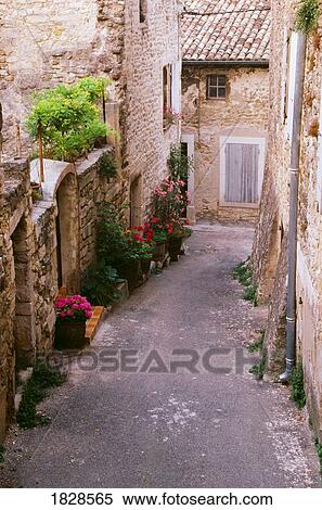 Stock Photography - Narrow street, Grignan, Provence, France. Fotosearch