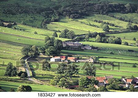 Stock Photo - North Yorkshire, England; Rural village. Fotosearch