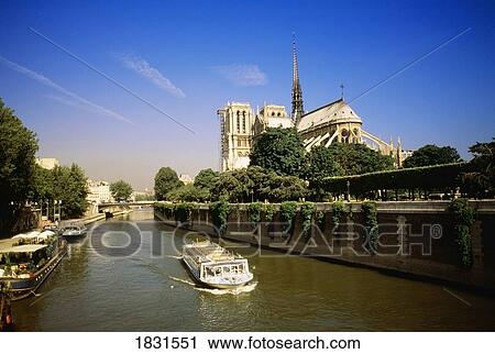 Stock Image - Notre Dame Cathedral and the Seine river, Paris, France, Europe. Fotosearch