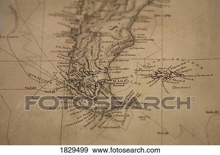 Stock Photo - Old map of South America and the Falkland Islands. Fotosearch