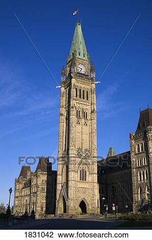 Stock Image - Peace Tower, Parliament building, Ottawa, Ontario, Canada. Fotosearch