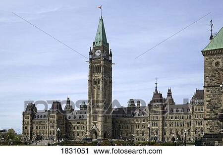 Stock Image - Peace tower, Parliament buildings, Ottawa, Ontario, Canada. Fotosearch