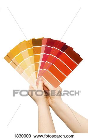 Person holding color swatches against white background View Large Photo Image Stock Image - Person holding color swatches against white background. Fotosearch