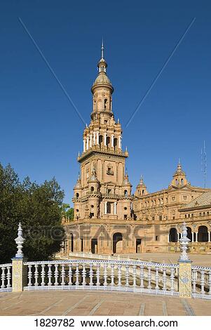 Stock Image - Plaza de Espana, Seville, Andalucia, Spain. Fotosearch