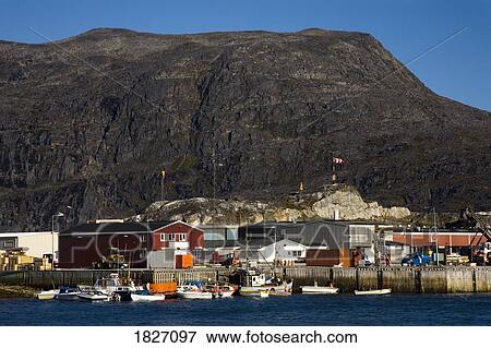 Stock Photo - Port of Nanortalik, Island of Qoornoq, Kingdom of Denmark . Fotosearch
