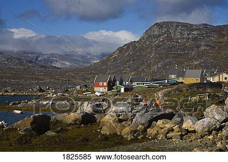 Stock Photography - Port of Nanortalik, Island of Qoornoq, Province of Kitaa, Southern Greenland, Kingdom of Denmark . Fotosearch