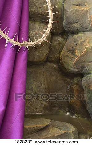 Purple cloth and crown of thorns View Large Photo Image Stock Photo - Purple cloth and crown of thorns. Fotosearch