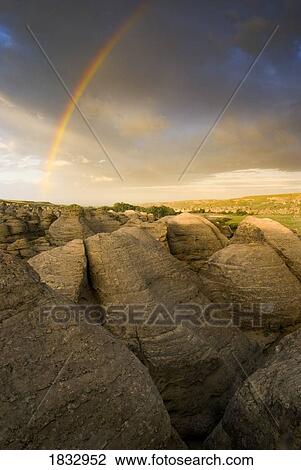 Rainbow over Writing-On-Stone Provincial Park, Alberta, Canada View Large Photo Image Stock Image - Rainbow over Writing-On-Stone Provincial Park, Alberta, Canada. Fotosearch