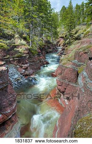 Stock Photo - Red Rock Canyon, Waterton Lakes National Park, Alberta, Canada . Fotosearch