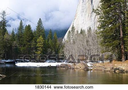 River at foot of mountain, El Capitan, Yosemite National Park, California, USA View Large Photo Image Picture - River at foot of mountain, El Capitan, Yosemite National Park, California, USA. Fotosearch
