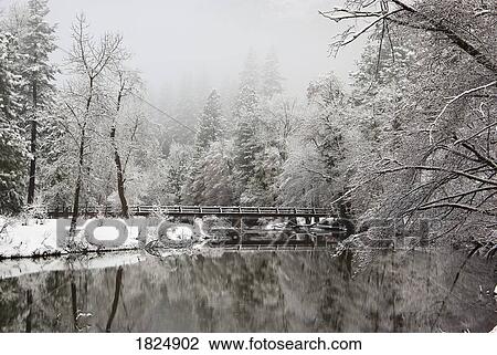 Stock Image - River in winter at Yosemite National Park, California, USA. Fotosearch