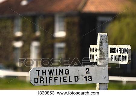 Stock Image - Road sign, North Yorkshire, England. Fotosearch