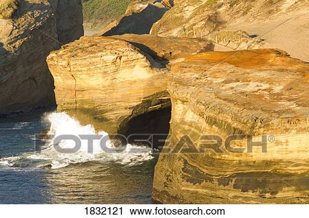 Stock Image - Sandstone Formations At Cape Kiwanda, Oregon, USA. Fotosearch