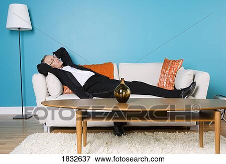 Senior Man Sleeping On The Couch View Large Photo Image Stock Photo - Senior Man Sleeping On The Couch. Fotosearch