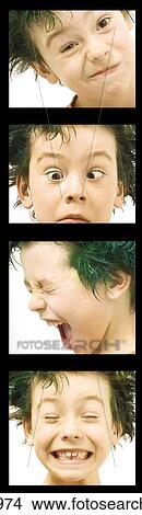 Picture - Series of portraits of boy with green hair. Fotosearch