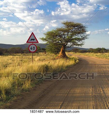 Sign on the side of a dirt road, Namibia, Africa View Large Photo Image Stock Photo - Sign on the side of a dirt road, Namibia, Africa. Fotosearch
