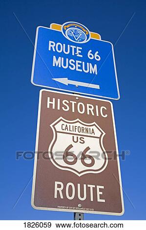 Stock Photo - Signs, Route 66 Museum, Victorville, California, USA. Fotosearch