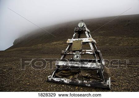 Stock Photo - Sir John Franklin expedition memorial marker, Beechy Island, Nunavut, Canada. Fotosearch