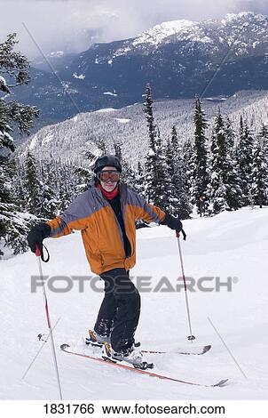 Stock Photograph - Skier, Whistler, BC, Canada. Fotosearch