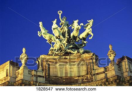Stock Photo - Statue on top of Grand Palace, Paris, France. Fotosearch