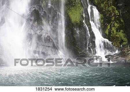 Picture - Stirling Falls in Milford Sound, New Zealand. Fotosearch