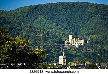 Stock Photo - Stolzenfels Castle, Kapellen, Rhine River, Western Germany, Europe . Fotosearch
