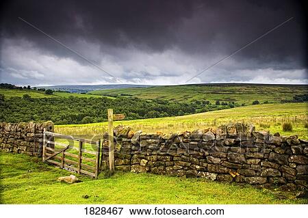 Stone fence, Yorkshire, England View Large Photo Image Stock Photo - Stone fence, Yorkshire, England. Fotosearch