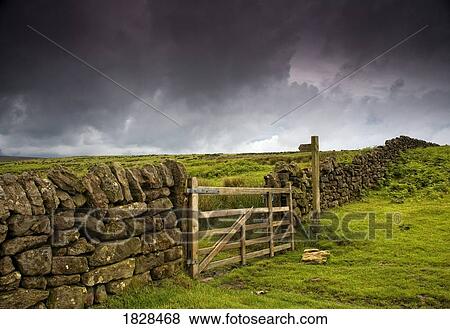 Stock Photo - Stone fence, Yorkshire, England. Fotosearch