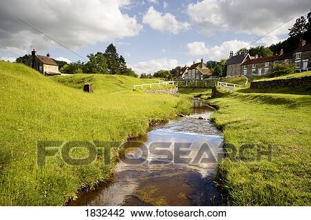 Stream by a village, North Yorkshire, England View Large Photo Image Stock Image - Stream by a village, North Yorkshire, England. Fotosearch