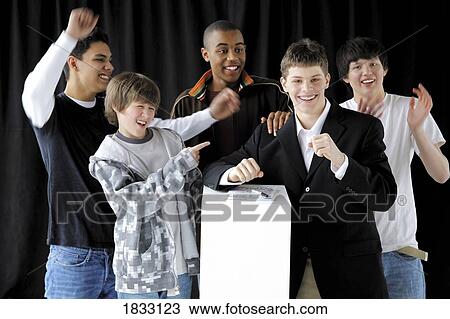 Student up for election with his supporters View Large Photo Image Stock Image - Student up for election with his supporters. Fotosearch