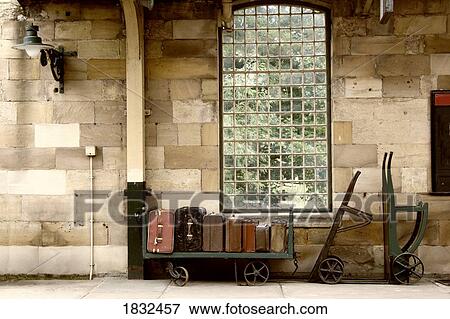 Suitcases On A Luggage Trolley In A Train Station View Large Photo Image Stock Photo - Suitcases On A Luggage Trolley In A Train Station. Fotosearch