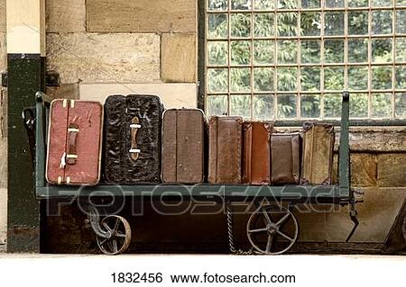 Suitcases On A Luggage Trolley In A Train Station View Large Photo Image Stock Photograph - Suitcases On A Luggage Trolley In A Train Station. Fotosearch