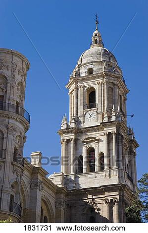 Stock Image - The Cathedral tower, Malaga, Costa del Sol, Spain. Fotosearch