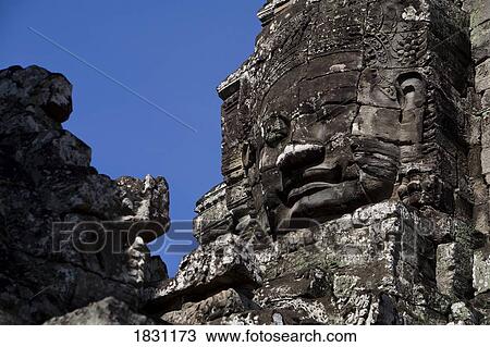 Stock Image - The face of the Banyon temple, Ankgor, Cambodia. Fotosearch