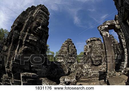The faces of the Bayon temple in the ancient city of Angkor, in northwestern Cambodia View Large Photo Image Stock Photograph - The faces of the Bayon temple in the ancient city of Angkor, in northwestern Cambodia. Fotosearch