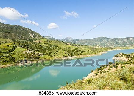 Stock Photography - The Lakes at Zahara de la Sierra, El Gastor, Andalucia, Spain . Fotosearch