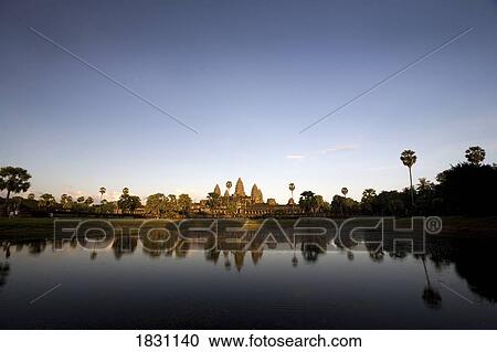 Stock Image - The most famous temple of Angkor Wat in the ancient city of Angkor Wat, Cambodia. Fotosearch